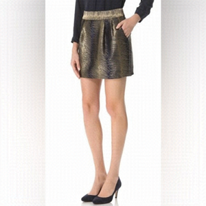 Club Monaco Women’s Joelle Shimmery Jacquard Gold Skirt Size 4